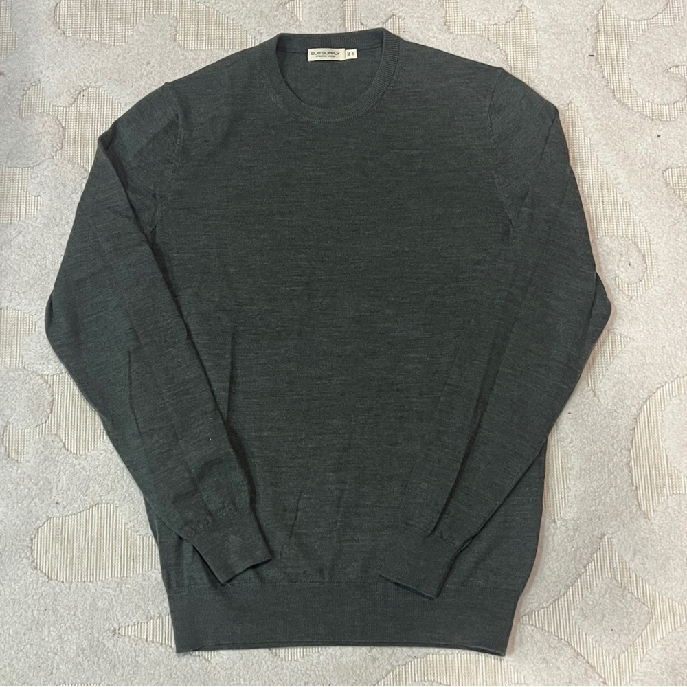 Suitsupply Charcoal Merino Wool Crewneck Sweater - Picture 2 of 7